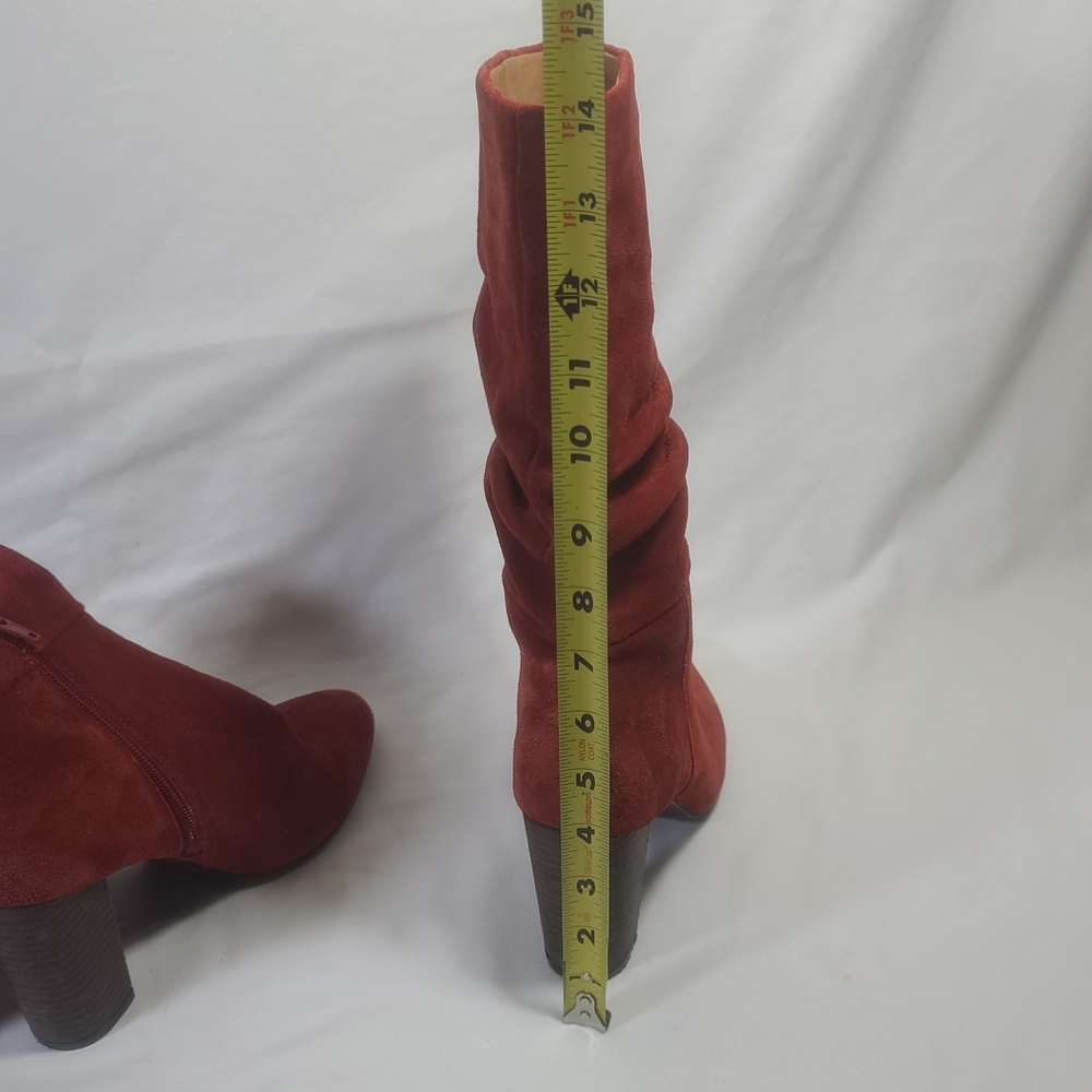 Andre Women’s Red Leather Suede Block Heel Boots Size 7.5 (38 Euro) - Picture 14 of 15